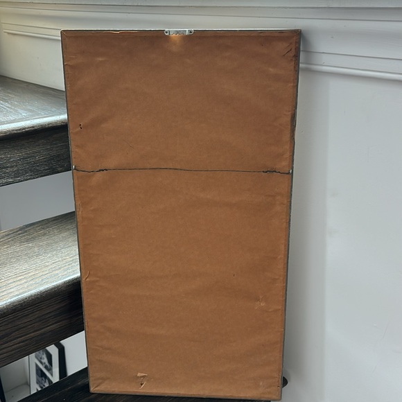 Vintage crewel sugar shack and maple trees, rustic frame, 12.5 x 23 inches - Picture 5 of 7